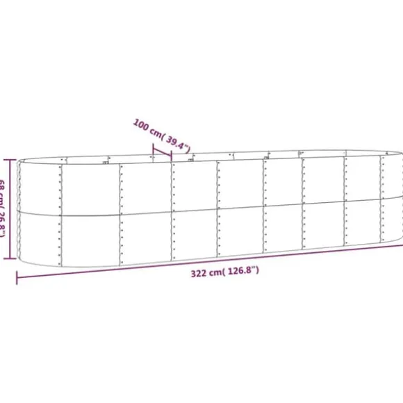 Plantekrukker - Living plantekasse 322x100x68 cm pulverlakeret stål grøn