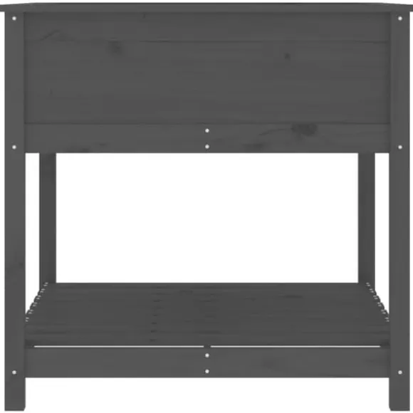 Plantekrukker - Living plantekasse med hylde 82,5x82,5x81 cm massivt fyrretræ grå