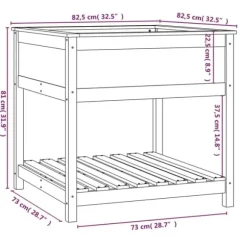 Plantekrukker - Living plantekasse med hylde 82,5x82,5x81 cm massivt fyrretræ grå