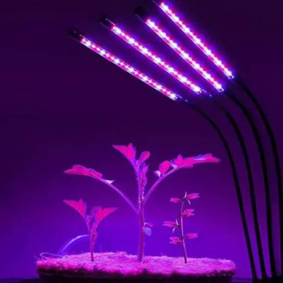 Plantelampe/plantebelysning med 4 fleksible LED-lysstofrør 1-pack