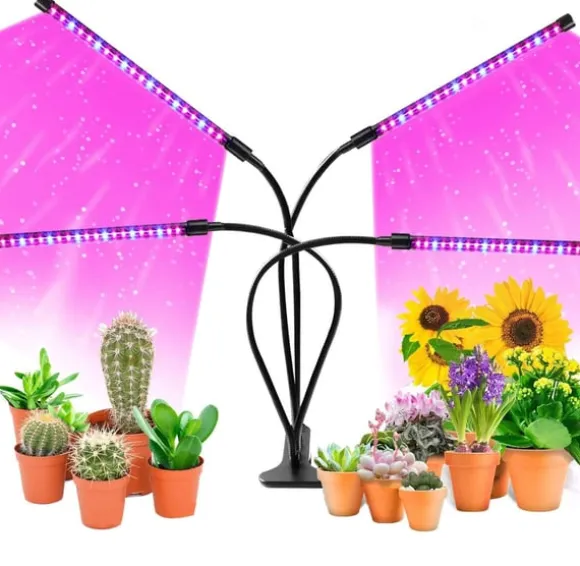 Plantelampe/plantebelysning med 4 fleksible LED-lysstofrør 2-pack