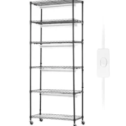 Planteopsats, 6 niveauer, 75x35x180 cm, Sort, Metal, Justerbar