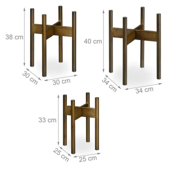 Planteopsats sæt, 33x25x25 cm, 38x30x30 cm, 40x34x34 cm, Brun