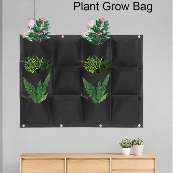 Plantepose Have Balkon Væg Vertikale Blomsterplanter Hængende Planter Sort Farve 12 Lommer