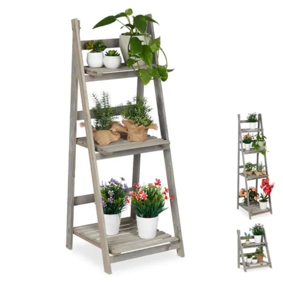 Plantereol, Træ, 160x41x50 cm, Grå