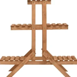 Plantestativ i fyrretræ med 5 hylder - Organiser dine planter | Størrelse: 83x25x83 cm