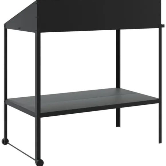 Plantestativ i galvaniseret stål - 2 hylder | Farve: Antracitgrå | Størrelse: 100x54,5x100 cm