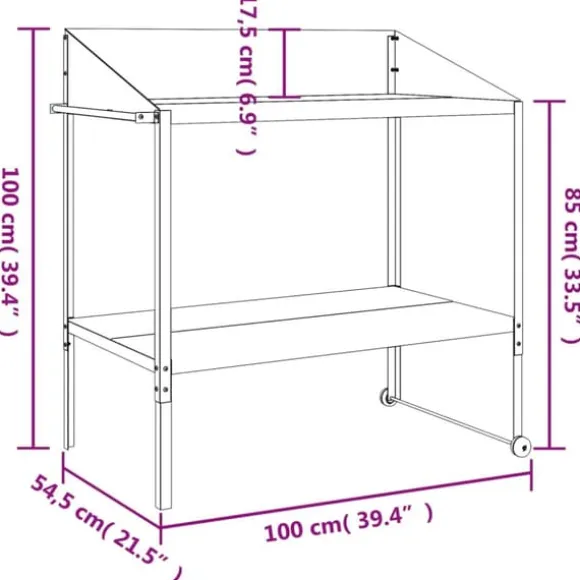 Plantestativ i galvaniseret stål - 2 hylder | Farve: Antracitgrå | Størrelse: 100x54,5x100 cm