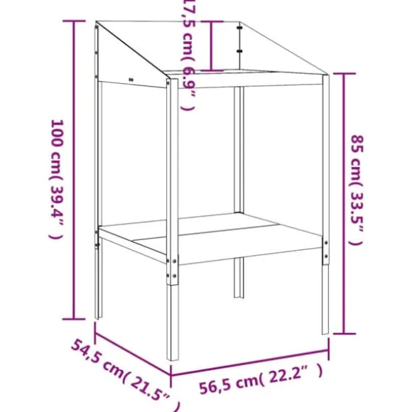 Plantestativ i galvaniseret stål til planter | Størrelse: 56,5x54,5x100 cm | Farve: Antracitgrå