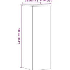 Plantestativ i konstrueret træ - Slidstærkt og stabilt | Størrelse: 33x33x100 cm | Farve: Betongrå