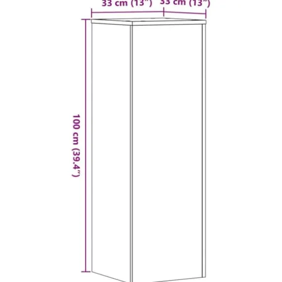Plantestativ i konstrueret træ - Slidstærkt og stabilt | Størrelse: 33x33x100 cm | Farve: Betongrå