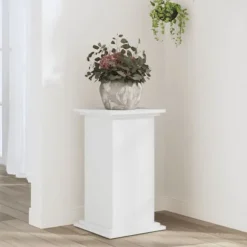 Plantestativ i konstrueret træ - Stabilt og stilrent | Størrelse: 33x33x60 cm | Farve: Hvid