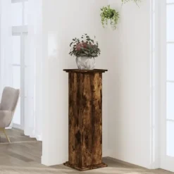 Plantestativ i konstrueret træ - Tidløst design | Farve: Røget egetræ | Størrelse: 33x33x100 cm