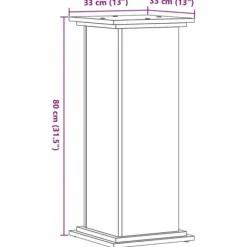 Plantestativ i konstrueret træ - Tidløst design | Farve: Grå sonoma-eg | Størrelse: 33x33x80 cm