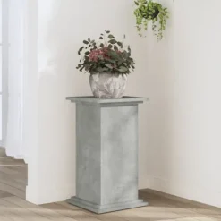 Plantestativ i konstrueret træ - Stabil og minimalistisk | Størrelse: 33x33x60 cm | Farve: Betongrå