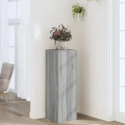 Plantestativ i konstrueret træ - Blomsterstøtte | Størrelse: 33x33x100 cm | Farve: Grå Sonoma-eg