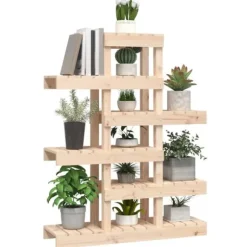Plantestativ i massivt fyrretræ - Elegant plantehylde | Størrelse: 85x25x109,5 cm