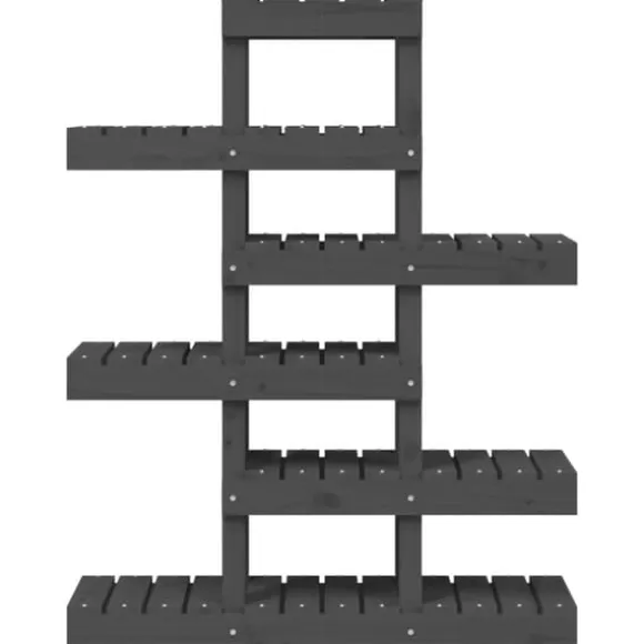 Plantestativ i massivt fyrretræ - Plantestativer til indendørs og udendørs brug | Størrelse: 85x25x109,5 cm | Farve: Grå