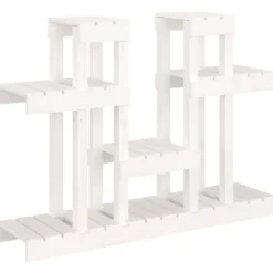 Plantestativ i massivt fyrretræ - Hylder til blomster og planter | Størrelse: 104,5x25x77,5 cm | Farve: Hvid