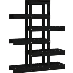 Plantestativ i massivt fyrretræ - Elegant planteramme | Mål: 85x25x109,5 cm | Farve: Sort