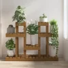 Plantestativ i massivt fyrretræ - Flere hylder til blomster | Størrelse: 104,5x25x77,5 cm | Farve: Gyldenbrun