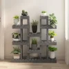 Plantestativ i massivt fyrretræ - Elegant plantehylde | Størrelse: 104,5x25x109,5 cm | Farve: Grå