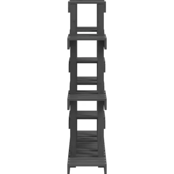 Plantestativ i massivt fyrretræ - Elegant plantehylde | Størrelse: 104,5x25x109,5 cm | Farve: Grå