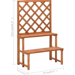 Plantestativ med espalier i massivt grantræ | Størrelse: 70x42x115 cm