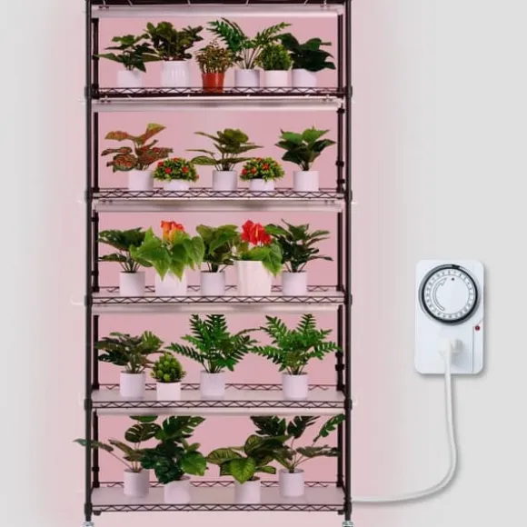 Plantestativ med vækstlys 6 etager, 180W, 70,9, indendørs plantedyrkningshylde, justerbar højde, moderne design.