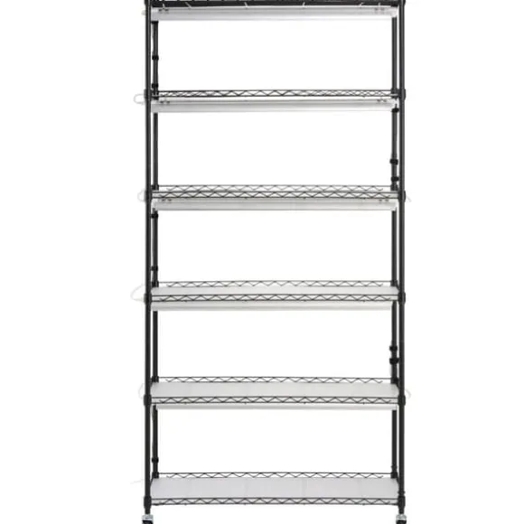 Plantestativ med vækstlys 6 etager, 180W, 70,9, indendørs plantedyrkningshylde, justerbar højde, moderne design.