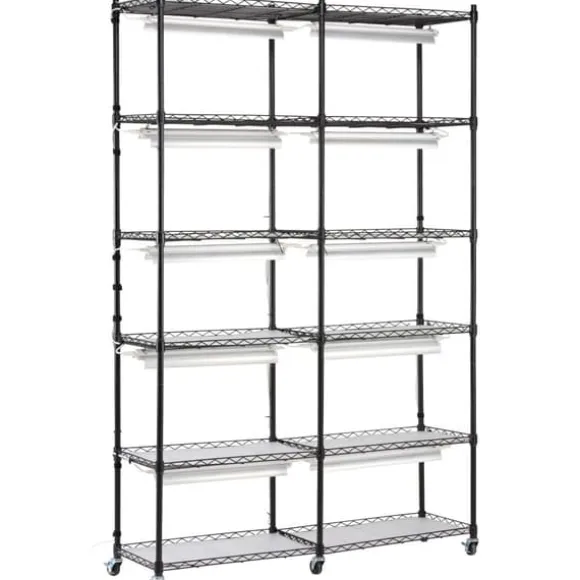 Plantestativ med vækstlys 6 etager, 200W, 59,1'', indendørs plantehylde, optimal vækst, justerbar lysstyrke.