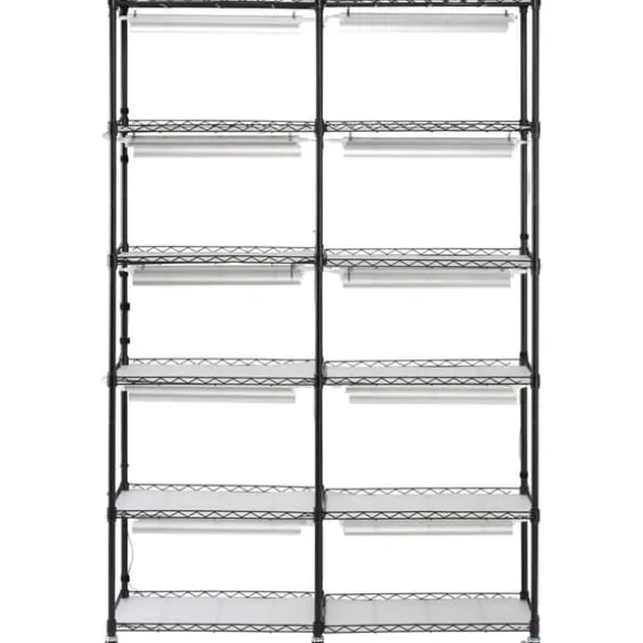 Plantestativ med vækstlys 6 etager, 200W, 59,1'', indendørs plantehylde, optimal vækst, justerbar lysstyrke.
