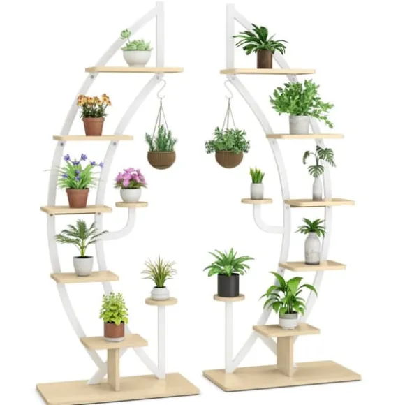 Plantestativ, 60x30x155 cm - materiale: spånplade, mdf-plade, stål