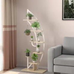 Plantestativ, 60x30x155 cm - materiale: spånplade, mdf-plade, stål
