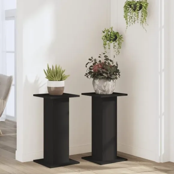 Plantestativer 2 stk. - Slidstærkt konstrueret træ | Farve: Sort | Størrelse: 30x30x60 cm