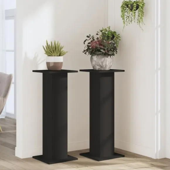 Plantestativer 2 stk. - Slidstærke træstativer til planter | Farve: Sort | Størrelse: 30x30x80 cm