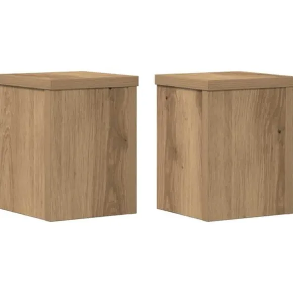 Plantestativer 2 stk. - Slidstærkt konstrueret træ | Størrelse: 15x15x20 cm | Farve: Egetræsfarvet