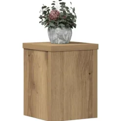 Plantestativer 2 stk. - Slidstærkt konstrueret træ | Størrelse: 15x15x20 cm | Farve: Egetræsfarvet