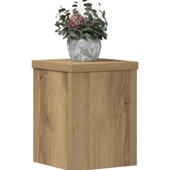 Plantestativer 2 stk. - Slidstærkt konstrueret træ | Størrelse: 15x15x20 cm | Farve: Egetræsfarvet
