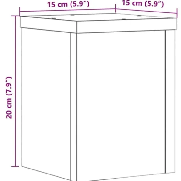 Plantestativer 2 stk. - Slidstærkt konstrueret træ | Størrelse: 15x15x20 cm | Farve: Egetræsfarvet