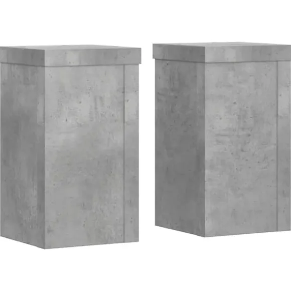 Plantestativer 2 stk. - Slidstærkt konstrueret træ | Farve: Betongrå | Størrelse: 10x10x18 cm