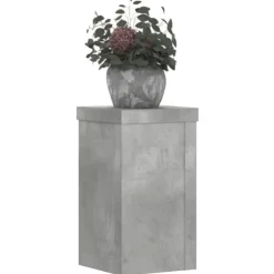 Plantestativer 2 stk. - Slidstærkt konstrueret træ | Farve: Betongrå | Størrelse: 10x10x18 cm