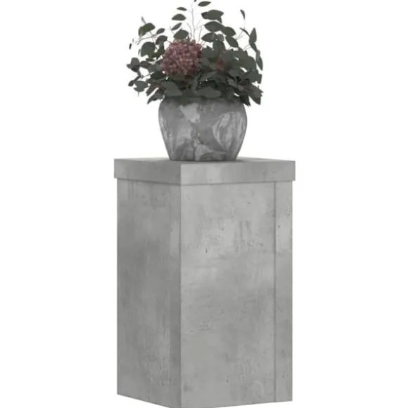 Plantestativer 2 stk. - Slidstærkt konstrueret træ | Farve: Betongrå | Størrelse: 10x10x18 cm