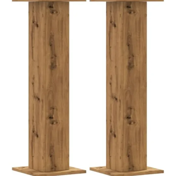 Plantestativer 2 stk. - Stabilt konstrueret træ | Størrelse: 30x30x95 cm | Farve: Egetræsfarve