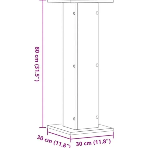 Plantestativer 2 stk. - Stabilt trædesign | Størrelse: 30x30x80 cm | Farve: Betongrå