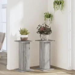 Plantestativer 2 stk. - Stabilt konstrueret træ | Farve: Grå sonoma-eg | Størrelse: 30x30x60 cm