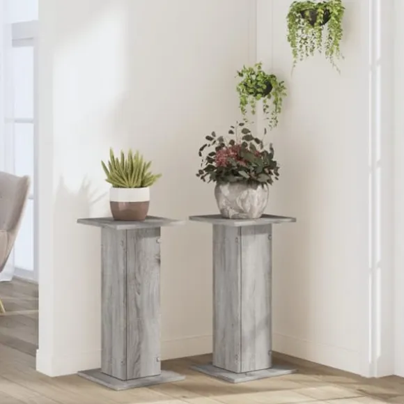 Plantestativer 2 stk. - Stabilt konstrueret træ | Farve: Grå sonoma-eg | Størrelse: 30x30x60 cm