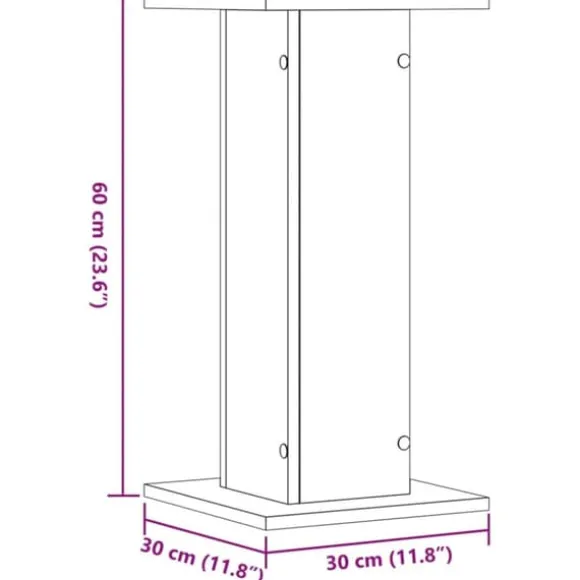 Plantestativer 2 stk. - Stabilt konstrueret træ | Farve: Grå sonoma-eg | Størrelse: 30x30x60 cm