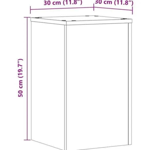 Plantestativer 2 stk. - Stabilt konstrueret træ | Farve: Grå Sonoma-eg | Størrelse: 30x30x50 cm