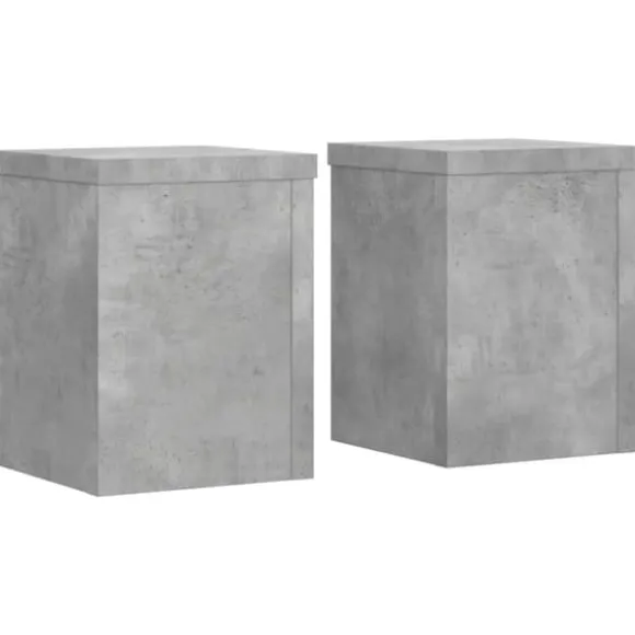 Plantestativer 2 stk. - Stabilt træ design til planter | Størrelse: 15x15x20 cm | Farve: Betongrå